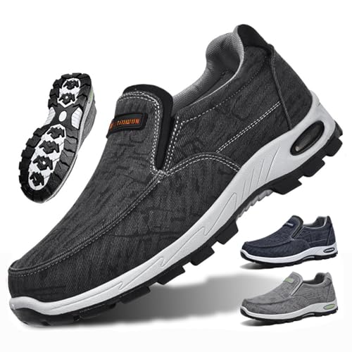 Orthopedic Slip-on Shoes,Comfort Walking Shoes,Men's Arch Support Slip-on Canvas Loafers Outdoor Non-Slip Hiking Sneakers