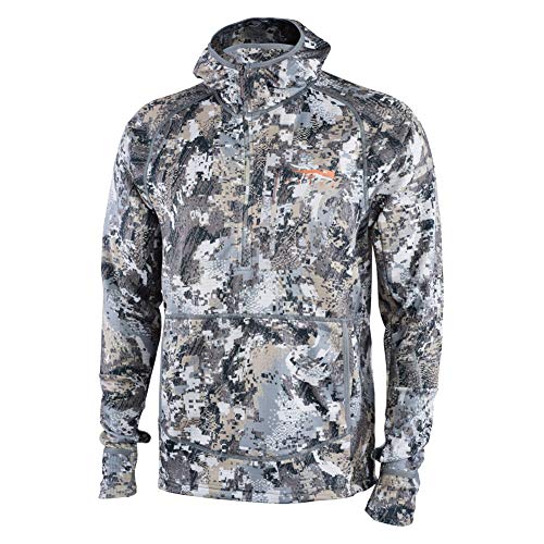 SITKA Fanatic Hoodie – Silent, Odor-Control Mid-Layer Fleece Hoodie with Built-In Hand Muff, Face Mask & Flip Mitts for Whitetail Season, Optifade Elevated, Large