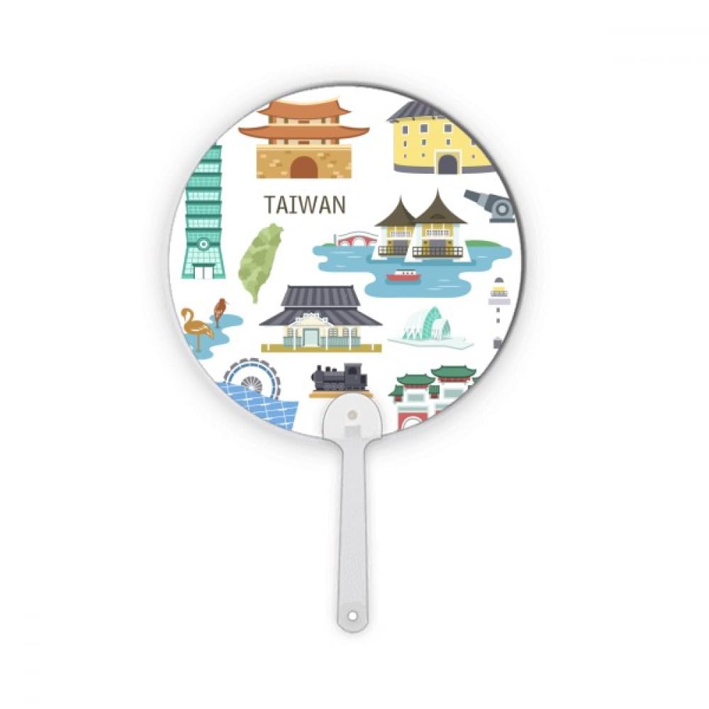 Éventail portable plastique rond artisanat Chine Taiwan Temple Confucius