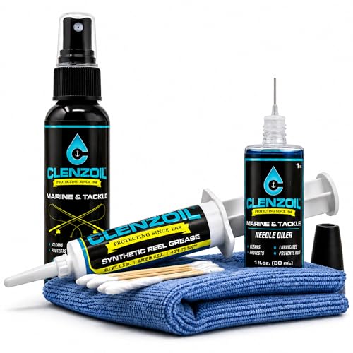 Clenzoil Marine & Tackle Reel Care Kit - with Fishing Reel Oil & Grease - All-in-One Cleaning Kit...