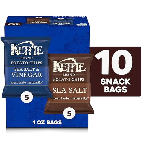 Image of Kettle Brand Potato Chips, Variety Pack of Sea Salt and Salt & Vinegar 1 Oz Snack Bags, 10 Ct