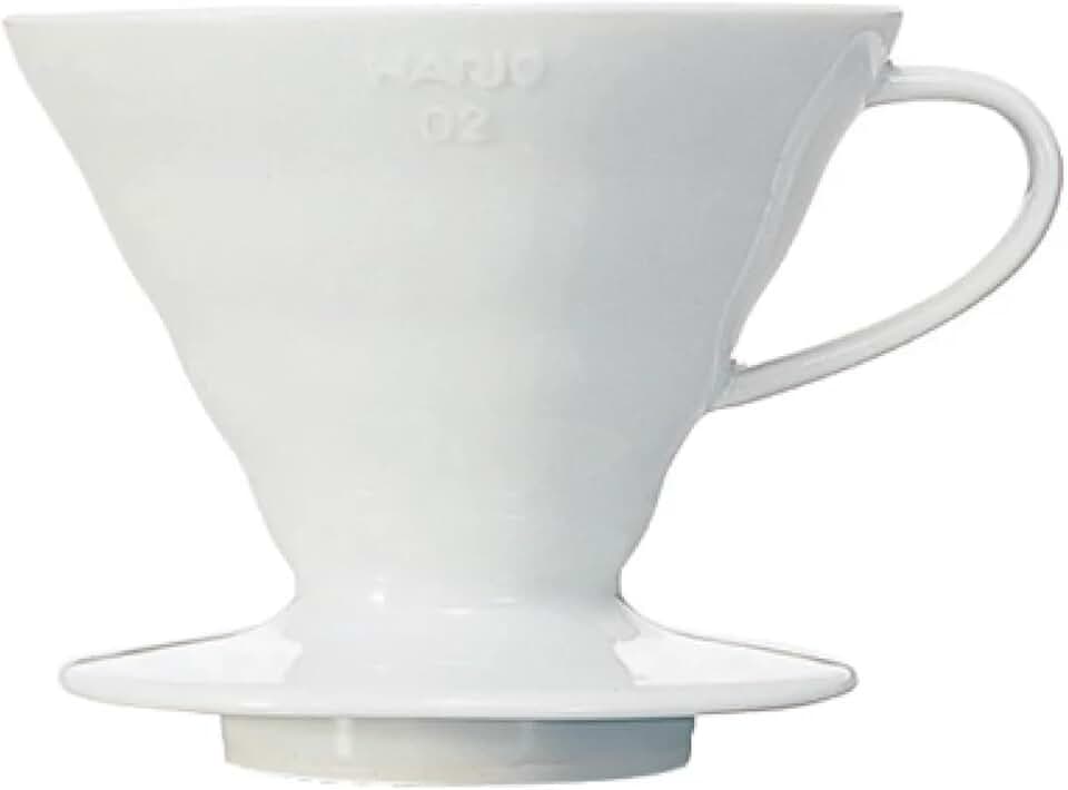 HARIO V60 Ceramic Coffee Dripper Pour Over Cone Coffee Maker Size 02, White