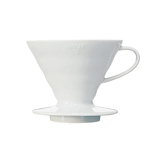 Hario V60 Ceramic Coffee Dripper Pour Over Cone Coffee Maker Size 02, White