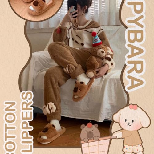 Cute Animal Slippers Capybara Fun Animal Plush Warm Slides for Women Funny Cozy House Slippers Open-toe Indoor Gift4