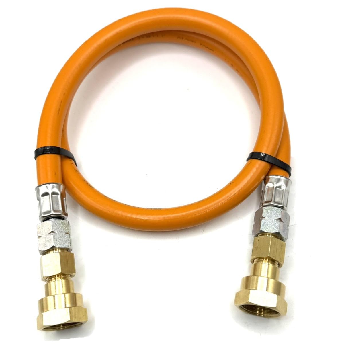 Tubo flessibile per gas ad alta pressione GPL, 150 cm W20 RH x W20 RH, connettori girevoli arancione per tubo GPL per roulotte, camper, camper e regolatori paratie