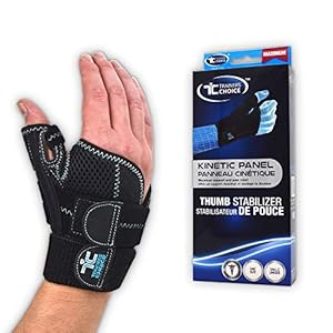 Trainers Choice Thumb Stabilizer, Maximum Thumb Support for Men & Women, Assists with Sprains, Strains, Tendonitis, Skiers Thumb, DeQuervain’s Syndrome. One Size Fits Most
