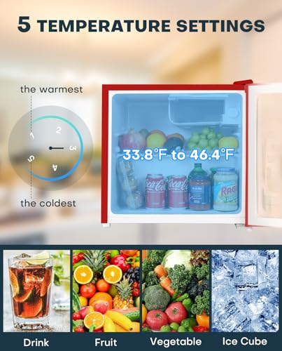 Image of Upstreman 1.7 Cu.ft Mini Fridge with Freezer, Red-FR17
