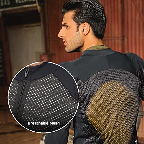 Wicked Stock Motorcycle Armor Shirt For Men Womens-Motorcycle Riding Shirt-Ce Protective Padded Riding Shirt (Black, Large) #TOP4