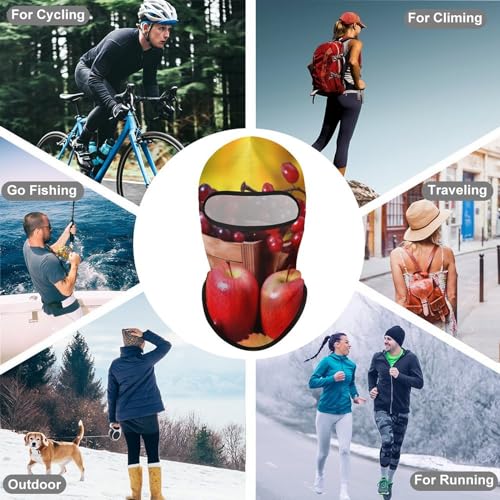 Balaclava para hombre y mujer con diseño de hojas rojas de otoño y frutas, máscara facial protectora contra el sol, transpirable y de cobertura total para senderismo, ciclismo, correr y conducir miniatura 6