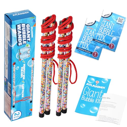 Giant Bubble Wands for Kids | 2 Pack Huge Bubble Maker Kit with B...