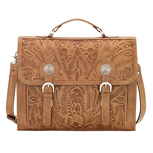 American West Leather Briefcase Stagecoach Collection - 100% Genuine Leather3