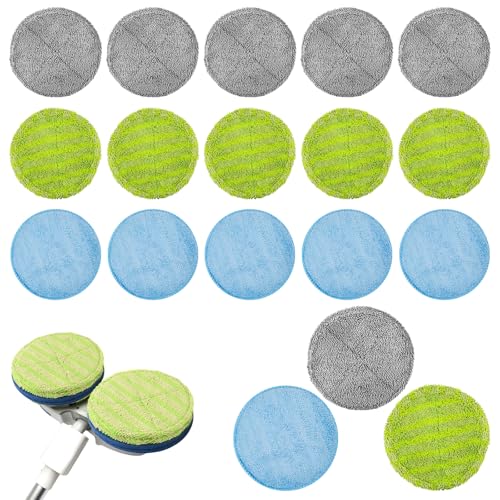 18 Stück Mikrofaser Pads Geeignet für Hurricane Floating Mop, Mop Ersatz-Pads 16cm Runde mit Mikrofaser-Pad und Scheuer-Pad