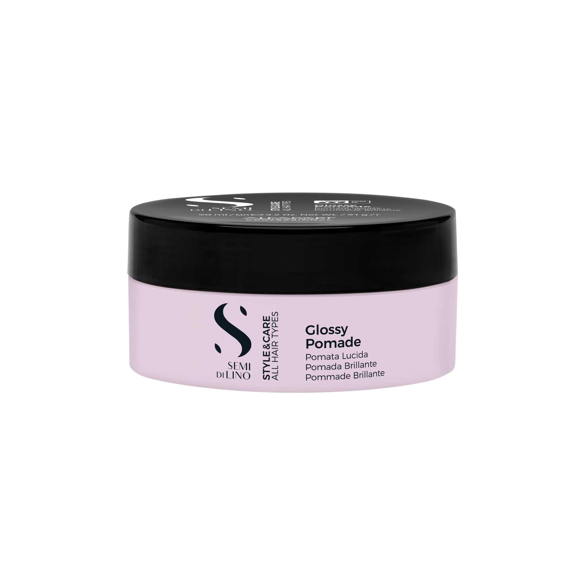 ALFAPARF MILANO Semi di Lino Style & Care Glossy Pomade - Strong Hold - Wax Pomade for All Hair Types (3.2 oz / 90 ml)