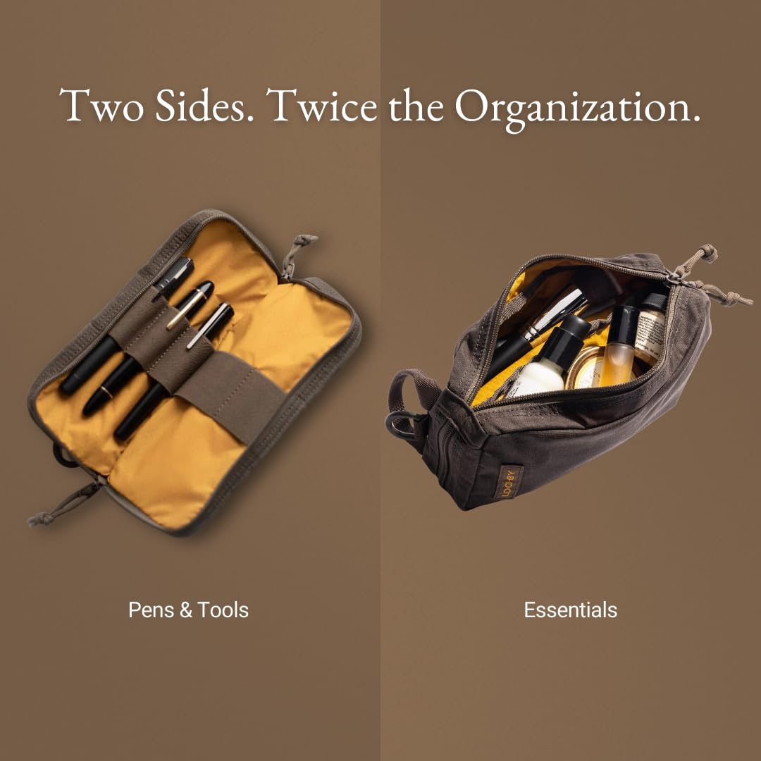 LOCHBY® Venture Pouch | Multipurpose Tactical Mini Tool Bag | Water Resistant Waxed Canvas | Dual-Sided Zipper Pouch | for Motorcycle, Bike, EDC, Pen, Pencil, Art, Tech & Travel