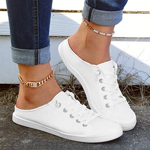 Women Shoes Casual Shoes Fashionable Sports Shoes Comfortable Soft One Foot Casual Shoes Cute Casual Shoes (White, 6.5)2