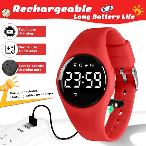 Image of Kids Watches for Girls Boys Digital Sport Watch with Step Counter Pedometer Vibration Alarm Clock, No App Waterproof Fitness Tracker Kids Watch Boys Girls Teens Students Ages 5-16
