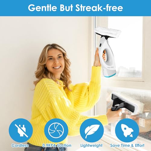 Image of Window Vacuum Squeegee, Rechargeable Window Vac, 4 in 1 Cordless Window Vacuum Cleaner, Electric Window Cleaning Tool for Windows, Shower Doors, Mirrors, Tiles, Water Tank