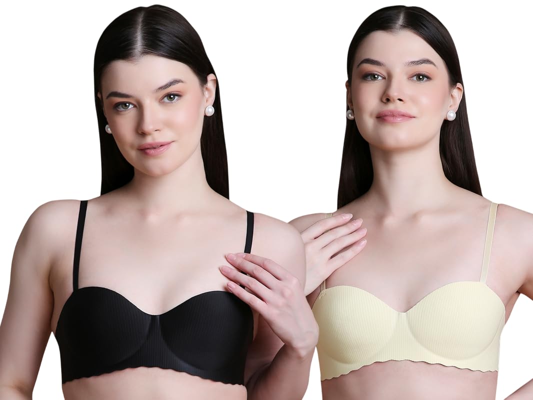 Bra for Woman||Phushup Bra||Wire Free Padded Bra ||Smooth and Soft Cotton Blend Seamless Design||Ultra Lightweight|| 2 Piece-image-10