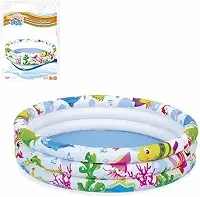 Piscina Inflável 3 Anéis Fundo do Mar Dimensão do Produto 25x91cm Capacidade 100 Litros, Wellmix WS17010 - 141897