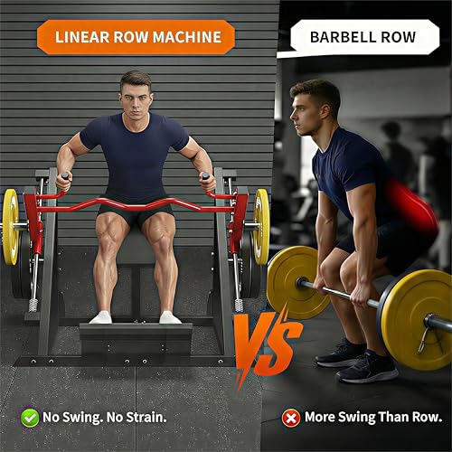 Image of Linear Row Machine for Home Gym, Back Workout Machine with Plate-Loaded Smith Row, Workout Equipment Strength Training Upper Body Machines