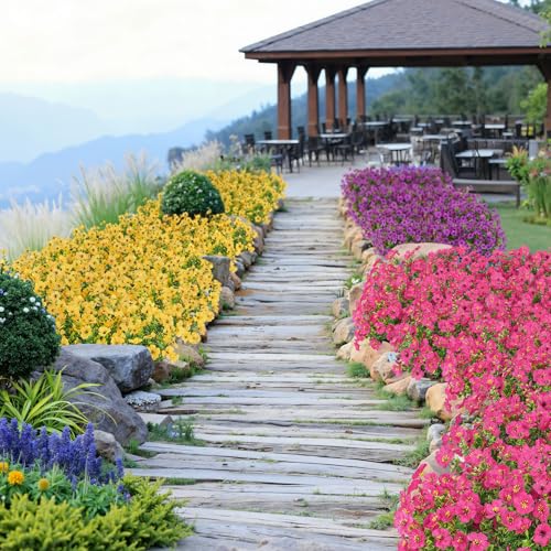 Image of Bassion 24 Bundles Artificial Flowers for Outdoors Fake Flowers, Yellow