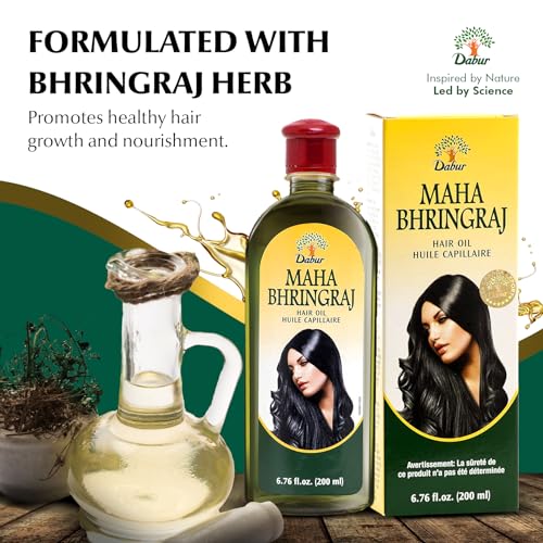 Dabur Maha Bhringraj Herbal Ayurvedic Hair Oil – Infused with Bhringraj Oil for Scalp Nourishment, Soft and Manageable Strands – Oils for Hair and Scalp Massage – 200ML (6.76 fl oz) Detail