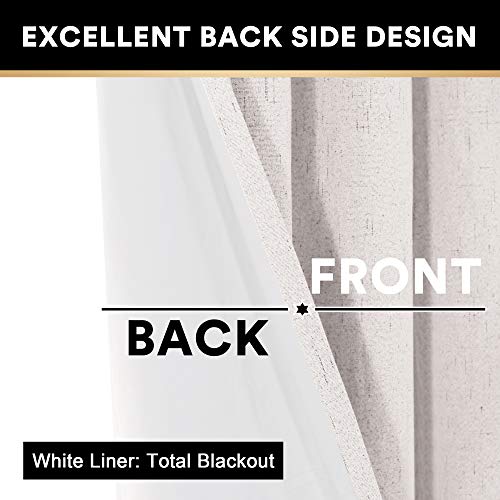 Image of PrinceDeco 100% Blackout Curtains Black Out Curtains for Sliding Glass Doors Extra Wide Blackout Curtains Folding Door Curtain Sliding Glass Door Curtain, W100 X L96 Inch,Ivory