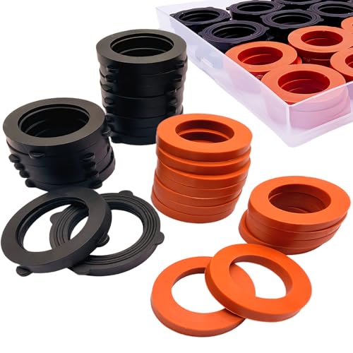48 Pcs Garden Hose Washers with Self-Locking Tabs Leak-Proof Black & Red