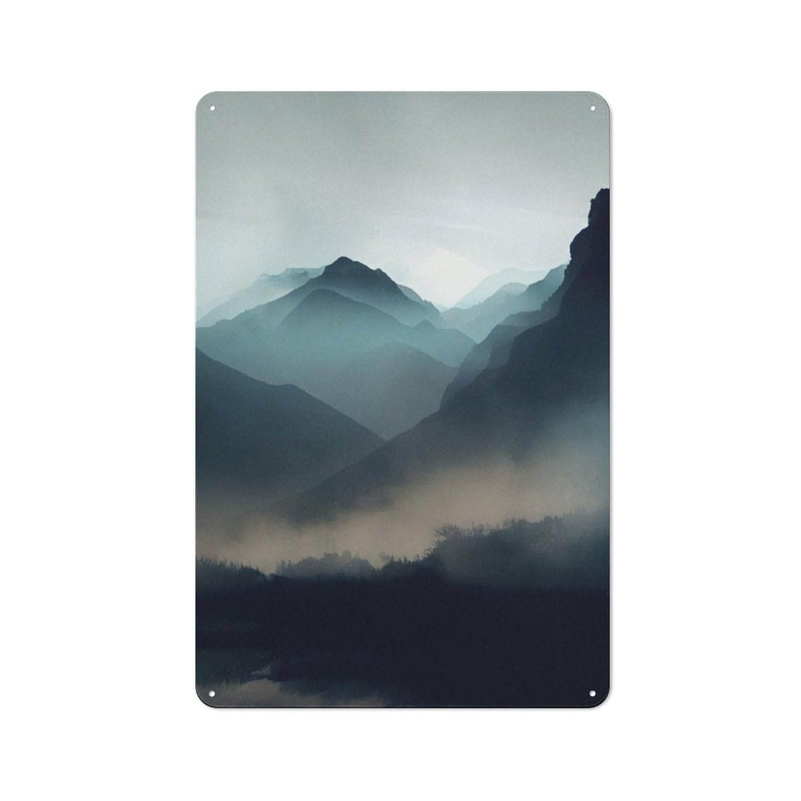 Junmoney Mist Reflection Landscape Metal Wall Sign 30X20cm Featuring For Bar Or Restaurant, For Bar Decor Enthusiasts