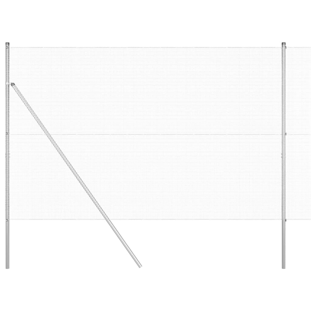 Fence Post Silver 50 x 1.5 m 12 x 12 mm Mesh Steel Outdoor Garden Security Barrier Weather Resistant Powder Coated Modular Support Kit 52 Posts