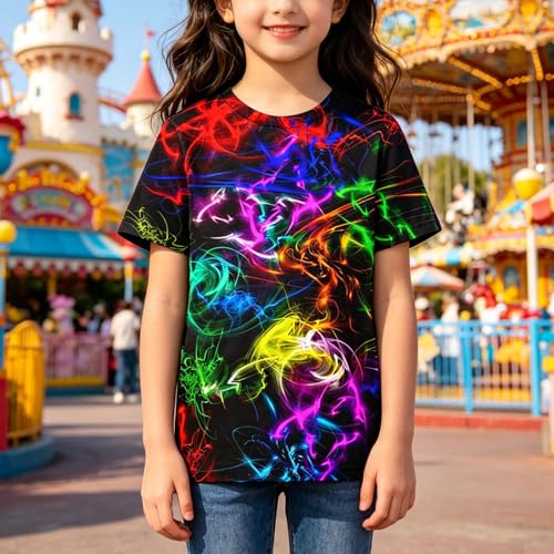 Image of Hgvoetty Boys Girls Graphic T-Shirts Kid 3D Casual Tops Tees for 6-16 Years | Youth Novelty Shirts, Bright Eye-Catching Design, Lightweight and Soft Material, Suit for Daily Sport, Party and School Wear