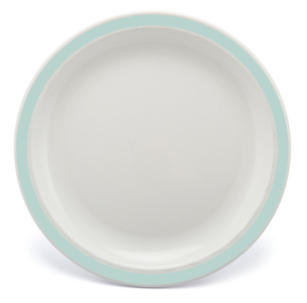 Harfield Duo Plate with Grey Green Rim 23cm (Pack of 4) Virtually Unbreakable Reusable Polycarbonate Plastic Dishwasher Safe