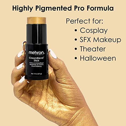 Image of Mehron Makeup CreamBlend Stick | Face Paint, Body Paint, & Foundation Cream Makeup | Perfect for Halloween .75 oz (21 g) (Gold)