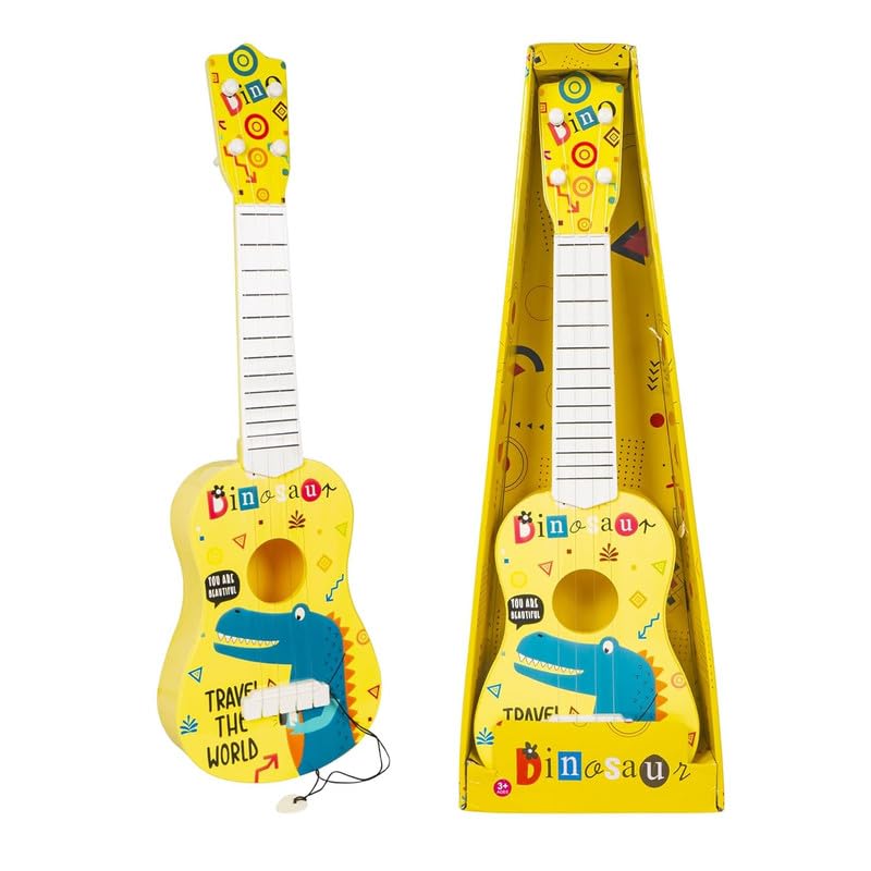 REXAN Cartoon Dino Theme 4 String Guitar Easy-to-Hold Thin Frets Low String Musical Instrument Learning Educational Toy Gift for Toddlers Kids-image-31