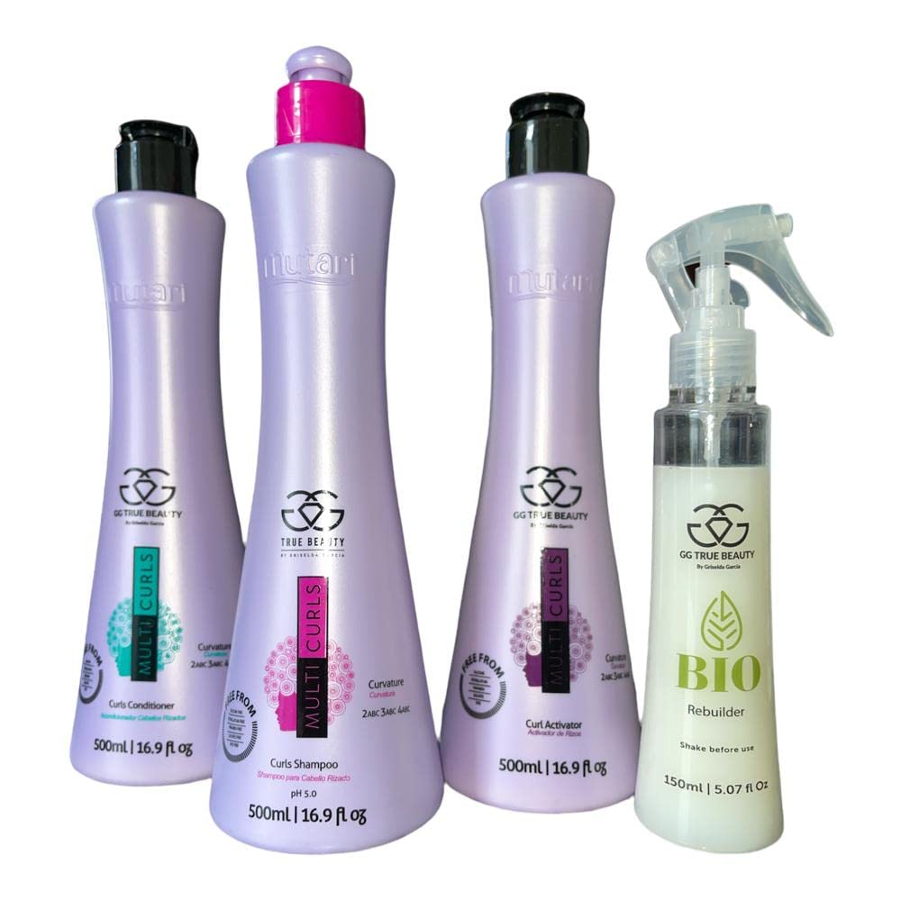 Multi-Rizos Kit includes Multi Curls Curl Activator Bundle with Multi Curls Curls Shampoo, Multi Curls Curls Conditioner and BIO Rebuilder, 4 Piece Set