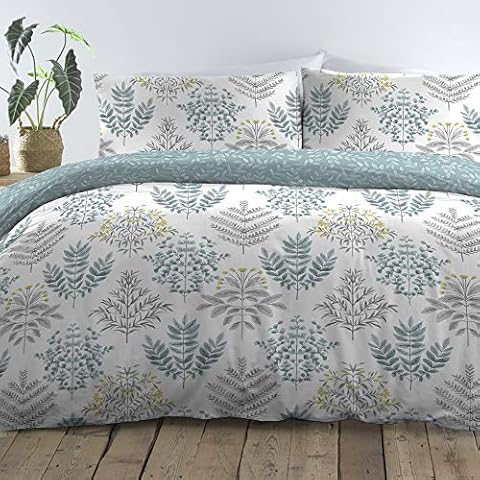 Dreams & Drapes - Emily - Easy Care Duvet Cover Set -3 pieces, King Bed Size in Duck Egg Cover