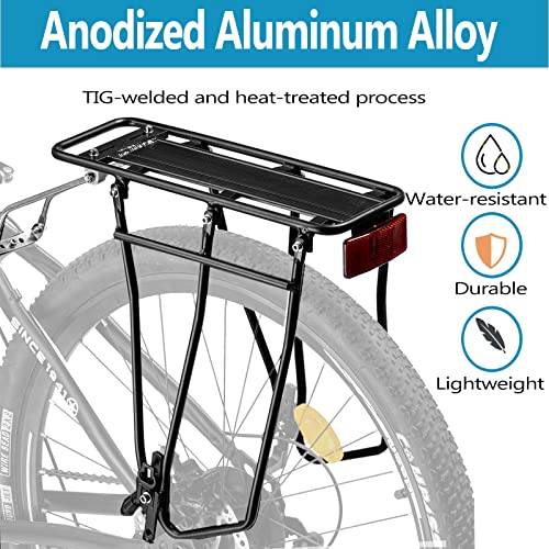 Rear Bike Rack,Bike Cargo Rack,Bicycle Pannier Rack with Reflector and Cargo Net,Height Adjustable Fit 26”-29” and 700c Bike - Image 4
