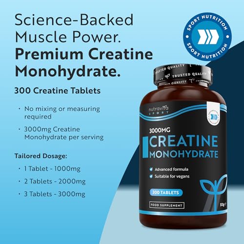 Nutravita Creatine Monohydrate 3000mg - 300 Vegan Creatine Tablets (3+ Months) - Pre Workout Supplement for Men & Women - Alternative to Powder & Capsules - Made in The UK - Image 3