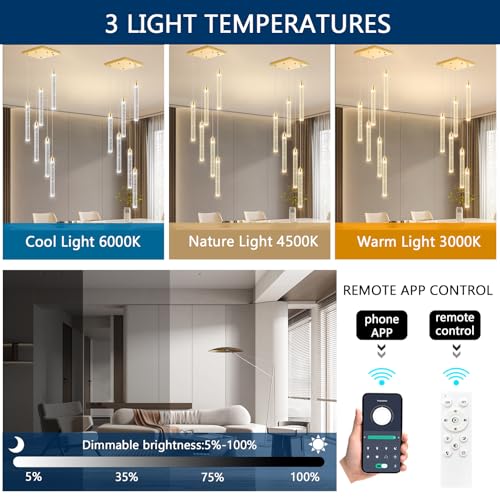 Image of Mini Chandelier Crystal Pendant Lights for Kitchen Island Modern LED Dimmable Ceiling Handing Lighting Adjustable Flush Mount Ceiling Light for Dining Room Bedroom Foyer