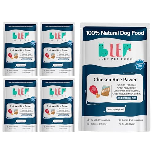 Image of BLEP Chicken Rice Natural Dog Food 500g (5 Pack of 100g) | Zero Preservatives|Aids Joint Health & Digestion|Collagen Rich| Human Grade, Natural Wet Dog Food|Ideal for All Breeds