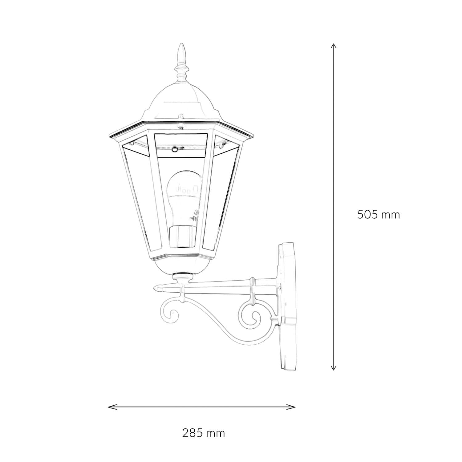 Applique da esterno in alluminio e vetro color rame anticato IP44 Ingresso Giardino P: 28,5 cm E27 Lanterna retrò nostalgica Lampada da esterno Terrazza BRISTOL