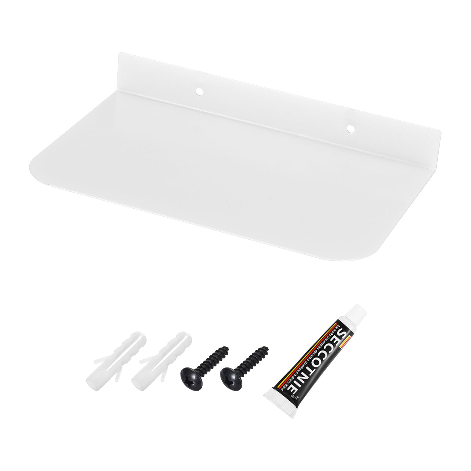 sourcing map Metal Shelves for Wall, 8 Inch White Floating Shelves Wall Mount Display Shelf Organizer for Bathroom, Bedroom, Living Room, Room Decor