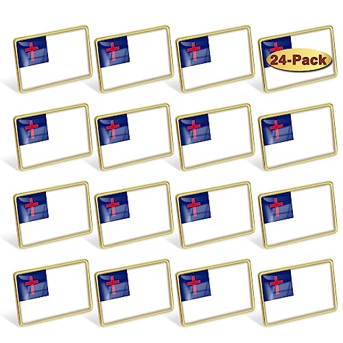 Image of 24 /50 /100Pcs Christian Flag Lapel Pins Bulk - Metal Souvenir for Men Women Clothes Bags Hats Easter Day