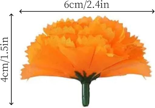 100 Pcs Artificial Marigold Flowers Heads with Stems, 2.4 inch Silk Orange Marigold for Diwali, Flowers Artificial for Decoration, Day of The Dead, DIY Garland, Wreath Decor, Festival