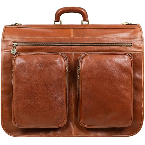 Time Resistance Full-Grain Leather Garment Bag