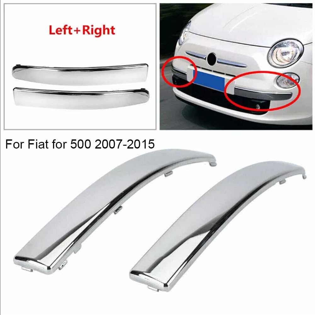 Modanatura inferiore paraurti anteriore per fiat 500 2007-2015, striscia cromata in plastica argentata elettrolitica, coppia sinistra e destra, OEM 735455041