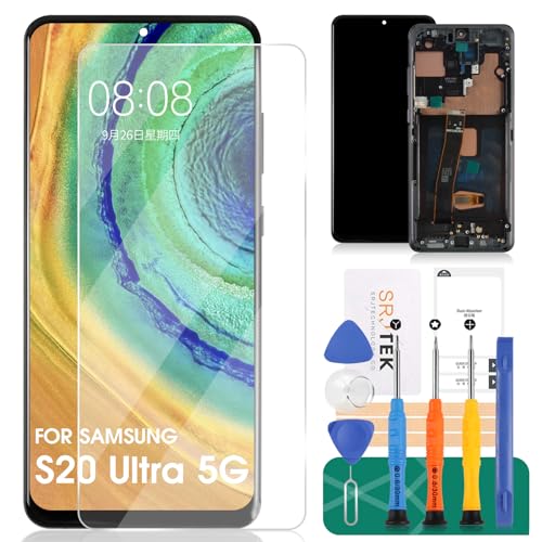 OLED for Samsung S20 Ultra 5g Screen Replacement for Samsung Galaxy S20 Ultra 5g SM-G988U LCD Digitizer Repair for SM-G988U Screen Replacement Touch Display Assembly Frame (with Fingerprint) (Black)
