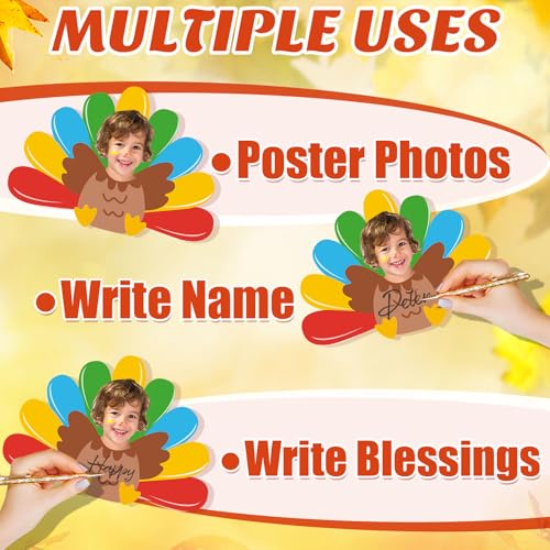 Image of 50Pcs Thanksgiving Turkey Cutouts Thanksgiving Turkey Bulletin Board Photo Cutout Fall Bulletin Board Decor Autumn Harvest DIY Craft Art School Home Party Favor