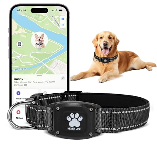 GPS Dog Collar Tracker 2-in-1,Reflective Waterproof Pet Collar,iOS-Only,No Monthly Fees,Unlimited Range,Ideal for Dog Tracking pet Tracker,for Small Medium Large Dogs(L (16.6"-24"), Black) - image 2