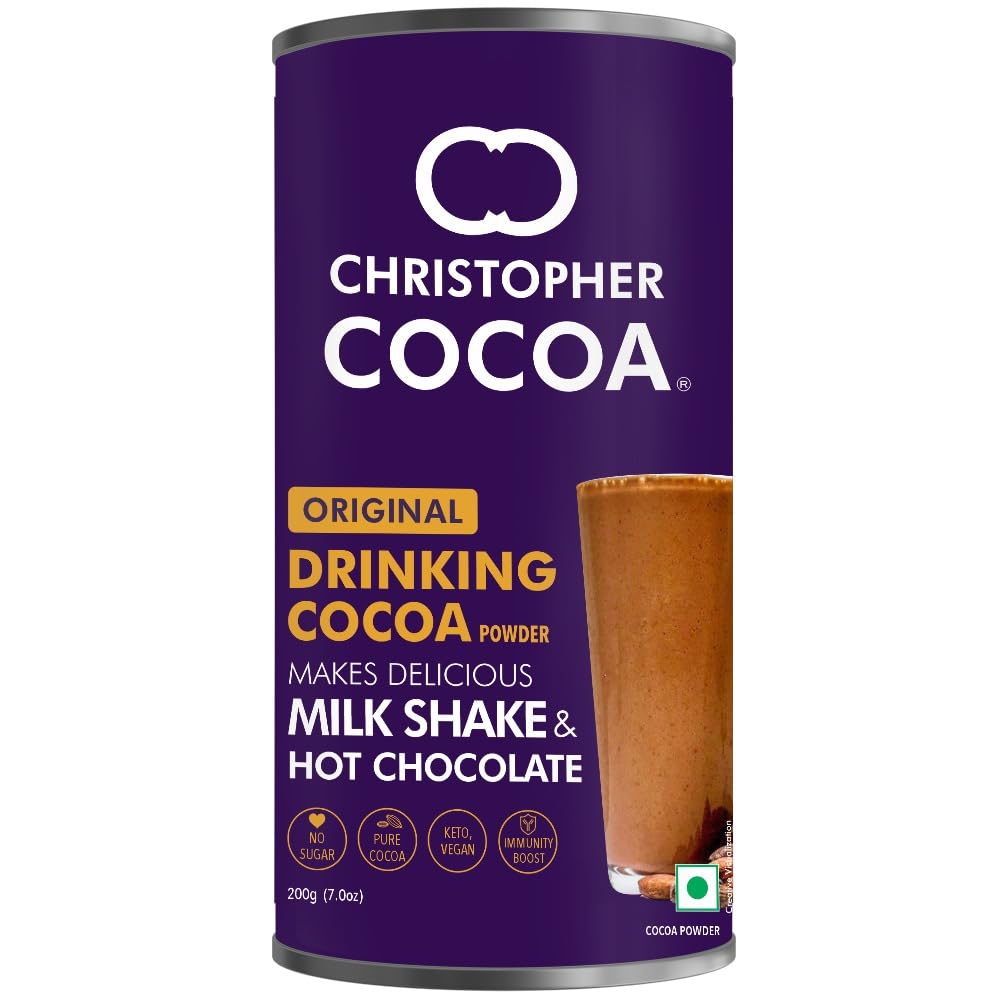 Christopher Cocoa, Drinking Chocolate Cocoa Powder, Dark No Sugar, 200g